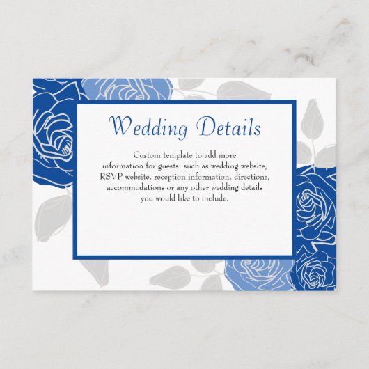 Carte D'accompagnement Mariage Chic Simple Rose Stylée Fleur Bleue (Devant)