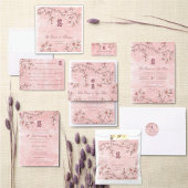 Carte D'accompagnement Mariage chinois à deux fleurs de pêche