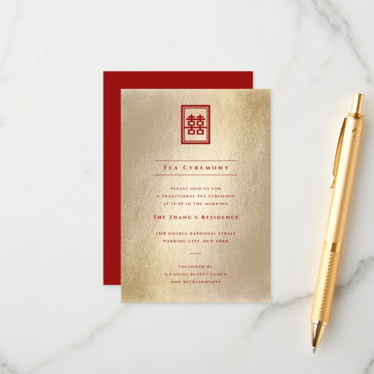 Carte D'accompagnement Mariage chinois à double bonheur (Devant/Arrière en situation)