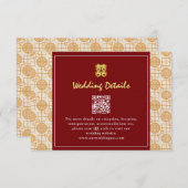 Carte D'accompagnement Mariage chinois auspicious peranakan QR code (Devant / Derrière)