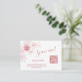 Carte D'accompagnement Mariage chinois rose vif QR Code RSVP en ligne (Debout devant)