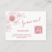 Carte D'accompagnement Mariage chinois rose vif QR Code RSVP en ligne (Devant)