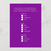 Carte D'accompagnement Mariage choix de repas hoh stock de fleurs pourpre (Dos)