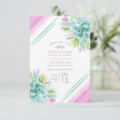 Carte D'accompagnement Mariage choix de repas succulent vert rose mariage (Debout devant)