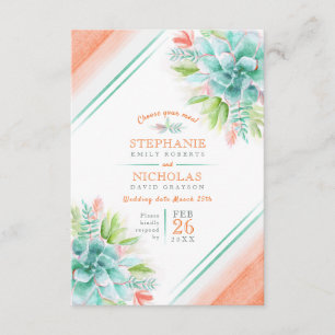 Carte D'accompagnement Mariage choix succulent orange vert mariage