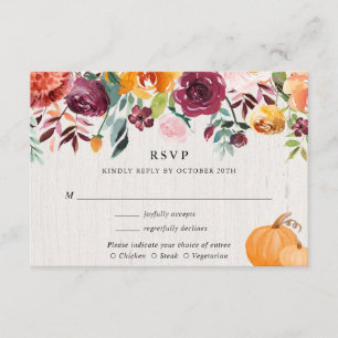 Carte D'accompagnement Mariage citrouille et floral d'automne