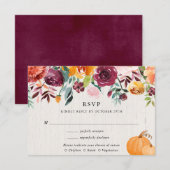 Carte D'accompagnement Mariage citrouille et floral d'automne (Devant / Derrière)
