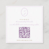Carte D'accompagnement Mariage classique à monogramme QR RSVP lavande (Devant)