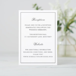 Carte D'accompagnement Mariage Classique aux Frontières Noir et Blanc Int
