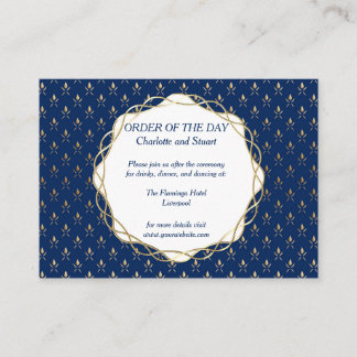 Carte D'accompagnement Mariage classique bleu et or