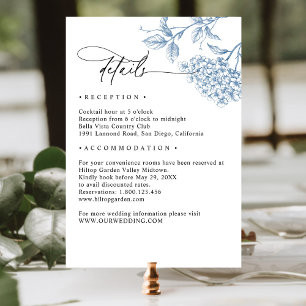 Carte D'accompagnement Mariage classique bleu victorien Floral