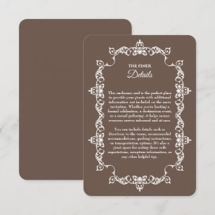 Carte D'accompagnement Mariage Classique Cadre Orné Brun Mocha Chaud
