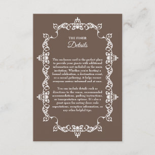Carte D'accompagnement Mariage Classique Cadre Orné Brun Mocha Chaud