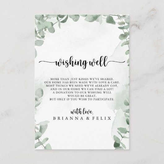 Carte D'accompagnement Mariage classique de feuillage Eucalyptus (Devant)