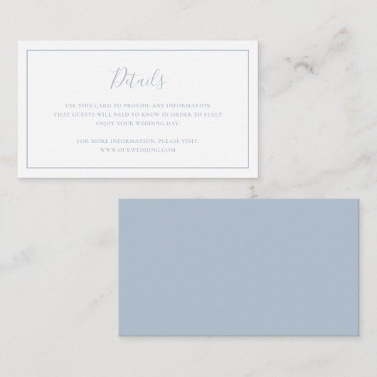 Carte D'accompagnement Mariage classique Dusty Blue élégant (Devant / Derrière)