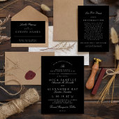 Carte D'accompagnement Mariage classique élégant noir et blanc