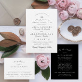 Carte D'accompagnement Mariage classique élégant noir et blanc