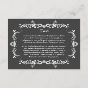 Carte D'accompagnement Mariage Classique en Gris Charbon Profond avec Cad