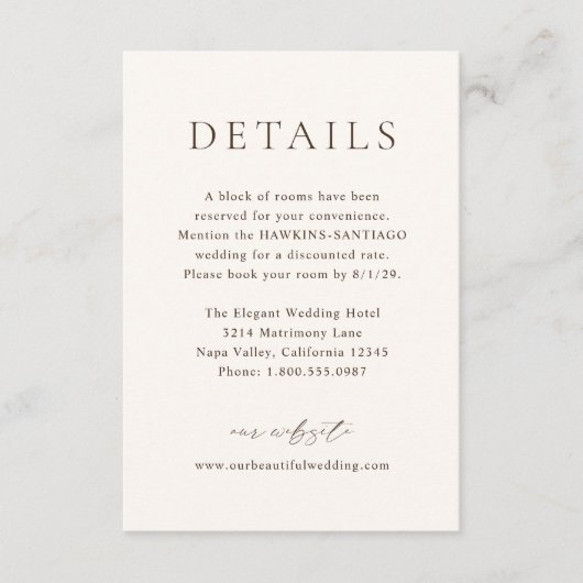 Carte D'accompagnement Mariage classique ivoire élégant (Devant)