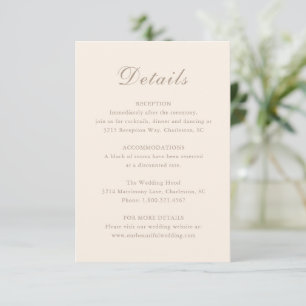 Carte D'accompagnement Mariage classique neutre de sable