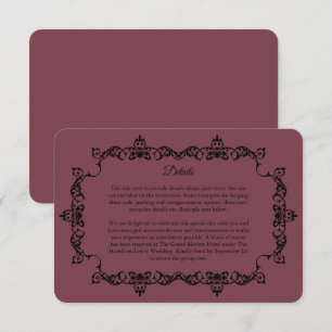 Carte D'accompagnement Mariage Classique Romantique en Bois de Rose avec
