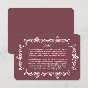 Carte D'accompagnement Mariage Classique Romantique en Bois de Rose avec