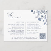 Carte D'accompagnement Mariage classique victorien bleu avec QR code fran (Devant)