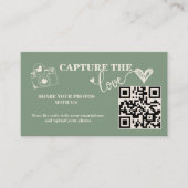 Carte D'accompagnement Mariage Code QR Capturez l'amour Vert Sauge (Devant)