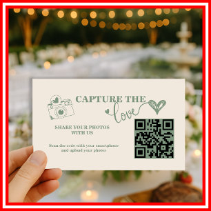 Carte D'accompagnement Mariage Code QR Capturez l'amour Vert Sauge