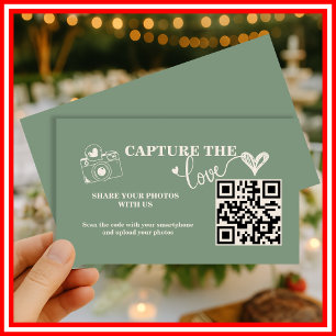 Carte D'accompagnement Mariage Code QR Capturez l'amour Vert Sauge