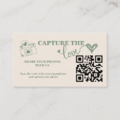 Carte D'accompagnement Mariage Code QR Capturez l'amour Vert Sauge (Devant)