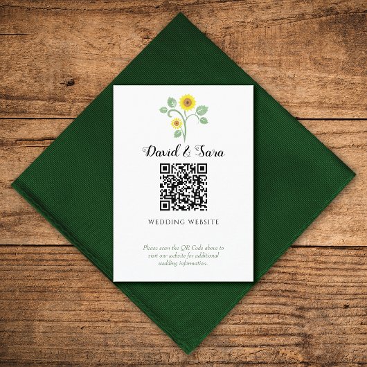 Carte D'accompagnement Mariage Code QR de verdure de tournesol