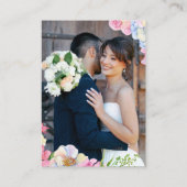 Carte D'accompagnement Mariage Code QR Fleurs Aquarelle Rose Bleu (Dos)