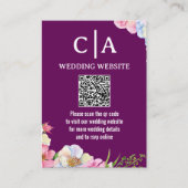 Carte D'accompagnement Mariage Code QR Fleurs Aquarelle Rose Bleu (Devant)