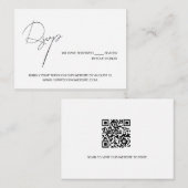 Carte D'accompagnement Mariage code QR noir blanc Minimal Chic (Devant / Derrière)