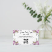 Carte D'accompagnement mariage code QR RSVP floral aquarelle violet (Debout devant)
