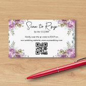 Carte D'accompagnement mariage code QR RSVP floral aquarelle violet