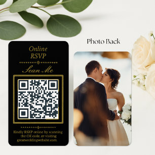 Carte D'accompagnement Mariage Code QR RSVP Photo en ligne Noir 
