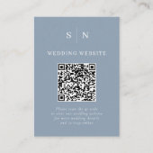 Carte D'accompagnement Mariage Code QR Scannable Bleu Poussiéreux Chic Mi (Devant)