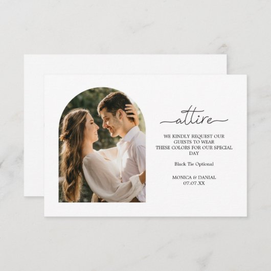 Carte D'accompagnement Mariage Code vestimentaire Boho Arch Photo (Devant / Derrière)