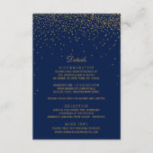 Carte D'accompagnement Mariage Confetti en or bleu marine et glam (Devant)