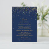 Carte D'accompagnement Mariage Confetti en or bleu marine et glam (Debout devant)