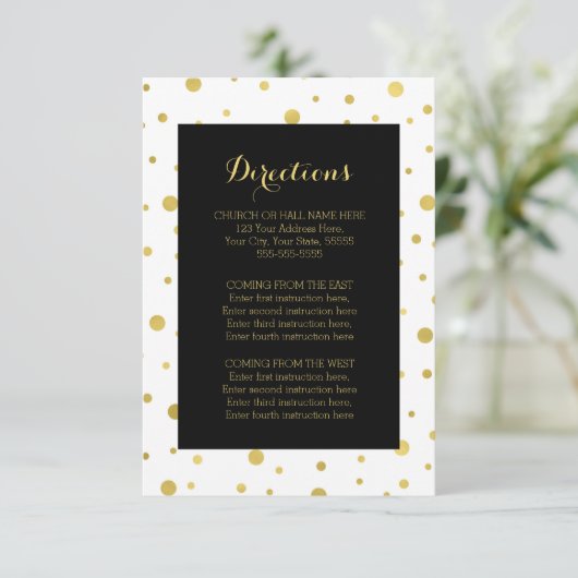 Carte D'accompagnement Mariage Confetti en or noir - Direction Insertion (Debout devant)