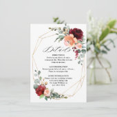 Carte D'accompagnement Mariage Corail Pêche Bourgogne Eucalyptus Orange (Debout devant)