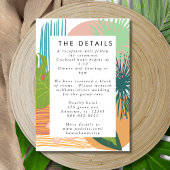 Carte D'accompagnement Mariage corail sarcelle abstrait gras