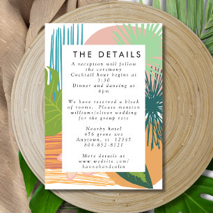 Carte D'accompagnement Mariage corail sarcelle abstrait gras