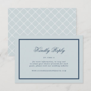 Carte D'accompagnement Mariage Côteux Bleu Poussiéreux Classique RSVP en 
