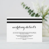 Carte D'accompagnement Mariage côtier noir et blanc Détails de l'invité (Debout devant)