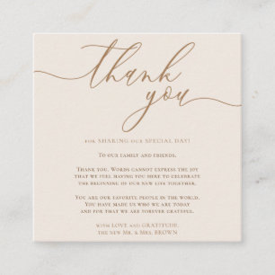 Carte D'accompagnement Mariage crème beige Merci pour une photo personnal
