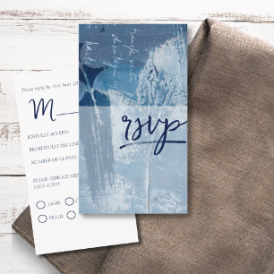 Carte D'accompagnement Mariage cyan bleu botanique moderne RSVP